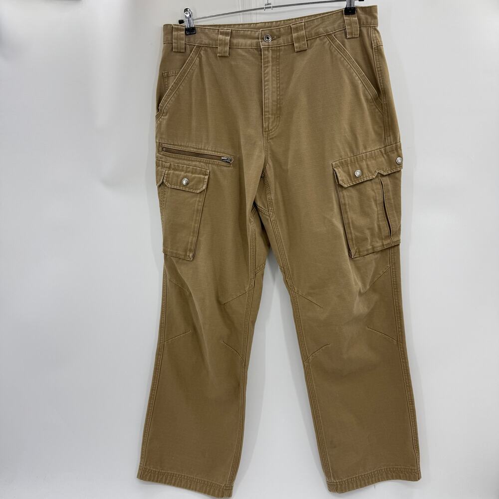 DULUTH Canvas Cargo Work Pant Size 36 Khaki Tan Pockets Heavy Cotton Mens